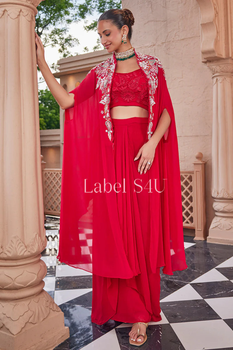 Crimson Majesty Cape Set By S4u Shivali
