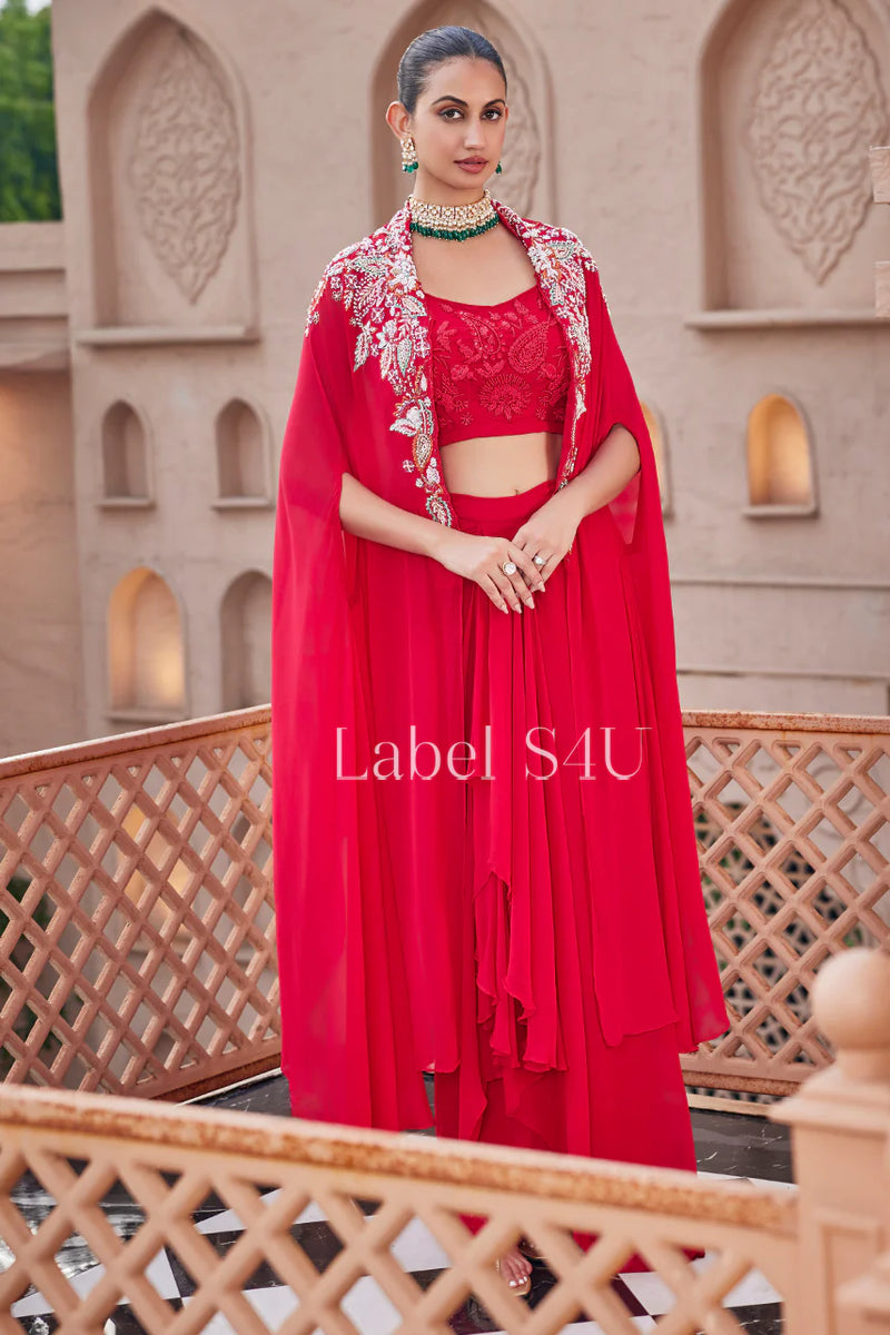 Crimson Majesty Cape Set By S4u Shivali